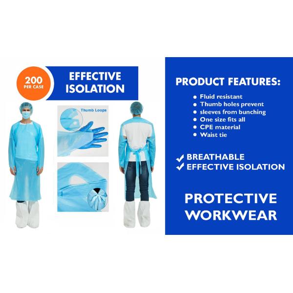 S&J Disposable CPE Gown 510K Certificated Protection Medical Surgical Isolated Gowns Long Sleeve with Thumb-Loop