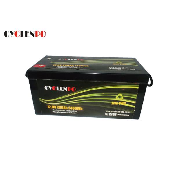 Black 12 Volt Lithium Caravan Batteries , Lifepo4 Battery 12v 200ah For Solar Power