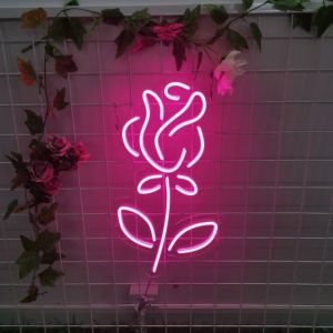 Quality Custom Logo Neon Light Wedding Sign Pink Rose Drop Shipping Business Advertising Board for sale