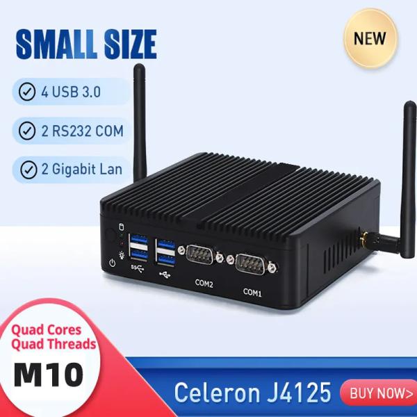 Fanless Industrial Desktop Mini Computers PC J4125 N5105 8GB RAM