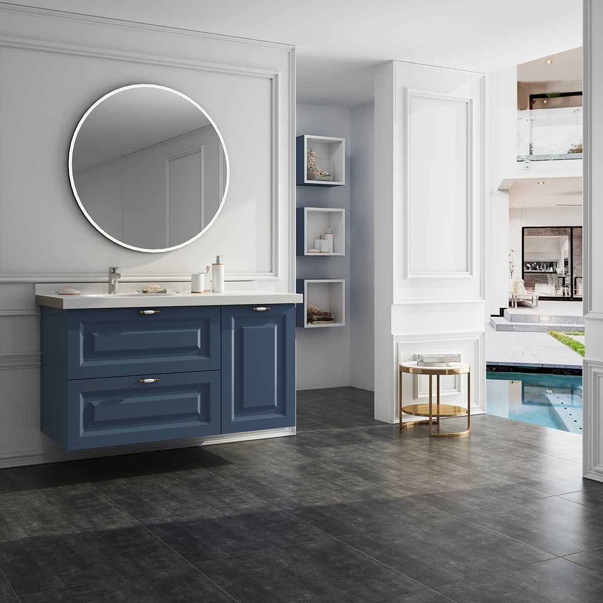 Solid SS304 SS316 Stainless Steel Bathroom Furniture Mirror Cabinet