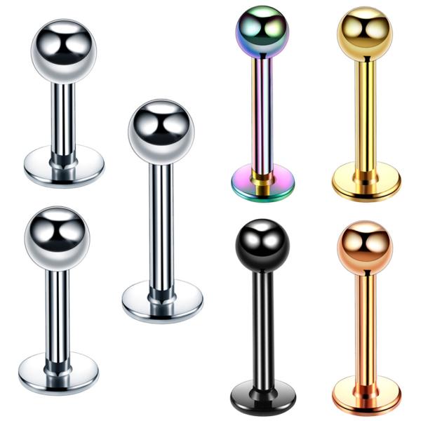 Surgical Steel Assorted Colors Labret Stud Lip Piercing Ear Cartilage Tragus Helix Ring Fashion Charming Jewelry