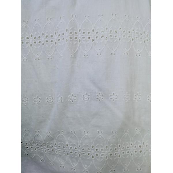 White Cotton Embroidered Lace Fabric 49in Width Breathable Eyelet