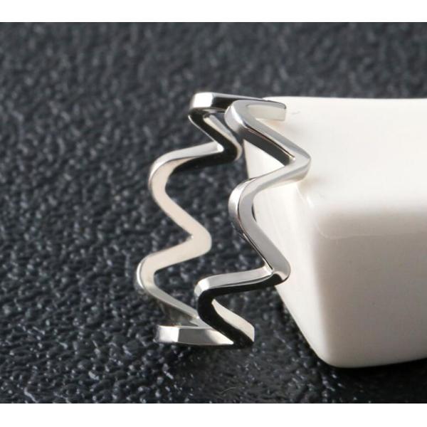 Wavy Shape Siver Color Ring ECG Design Stainless Steel Ring