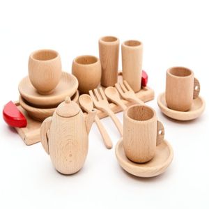 Pot Teatime Wooden Play Pots And Pans Kids ISO9001 Tableware