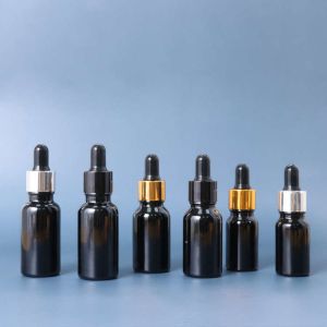 Ultralight Black Essential Oil Bottles , Reusable 15ml Black Dropper Bottle