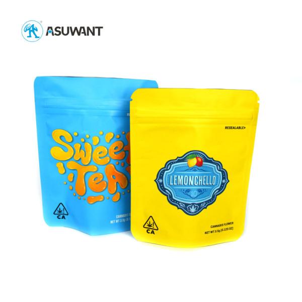 Compostable Weed Packaging Bag Stand Up Smell Proof Gravure Printing / Digital Printing