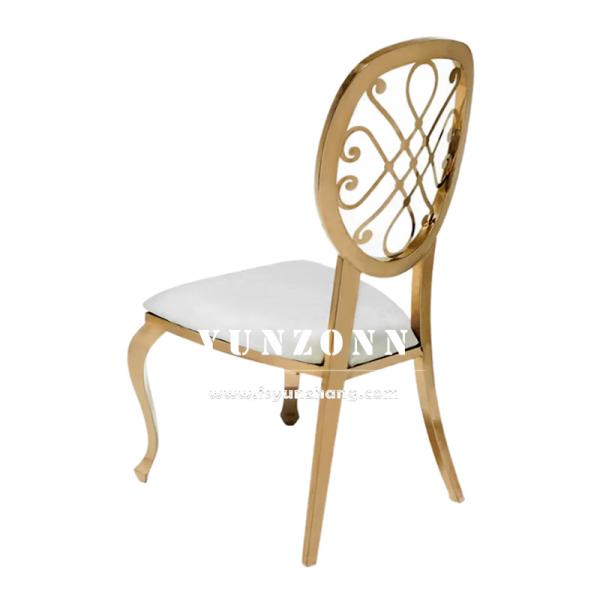 Rose Gold Flower Back Dining Room Furniture Stacking Movable Cushion Wedding Banquet Chair for Event Party Hall