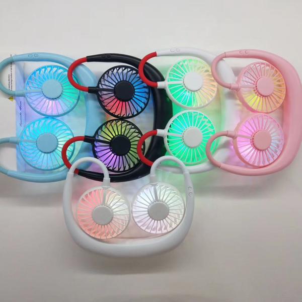 Dual Wind 18650 Batteries 5V Portable Hanging Neck Fan