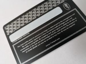 China Durable Matte Black Metal Business Cards With Silver Printing And Signature Panel on sale