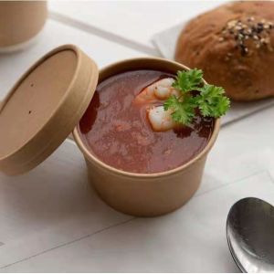 China Soup Cups Kraft paper bowls with Lids EU / CE Standard on sale