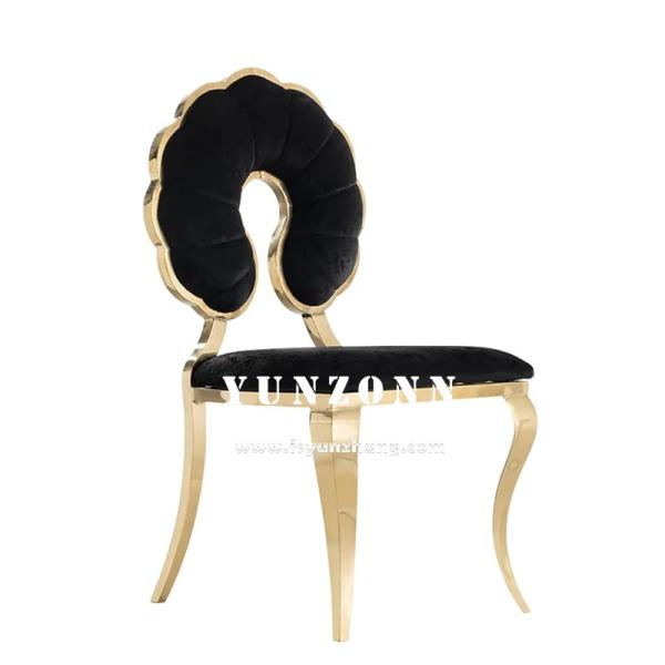 Fashion Pumpkin Back Design Event Party Rental Furniture Gold Stainless Steel Banquet Dining Chair For Hotel Restaurant