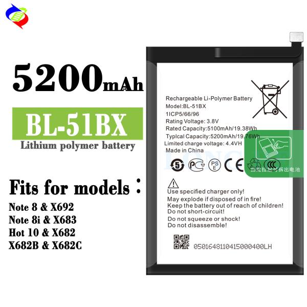 5200mAh Mobile Phone Battery for INFINIX X692 NOTE 8 X683 HOT10 X682B NOTE 8i BL-51BX