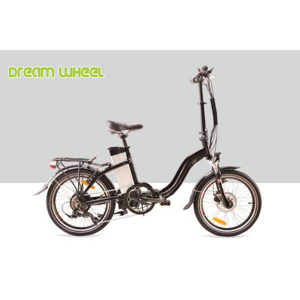 Black 10.4Ah 36V Electric Folding Bike , 20" Cruiser Folding Electric Bike With Disc Brake