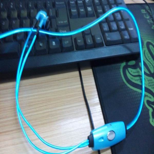 hot selling el earphone/ el wire earphone/ glow earphone