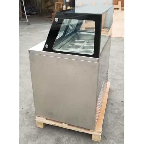7 Pans Stainless Steel Ice Cream Showcase Freezer with Auto Defrost