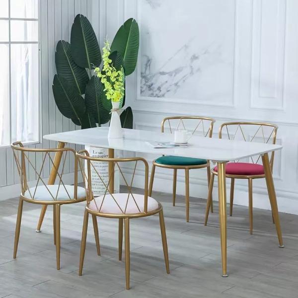 ISO9001 Modern Gold Frame Dining Chair Fabric Metal Chair Wear Resistance