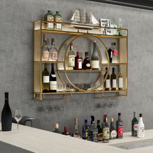 Rustproof Golden 140cm Length Metal Wine Rack Wall Mounting