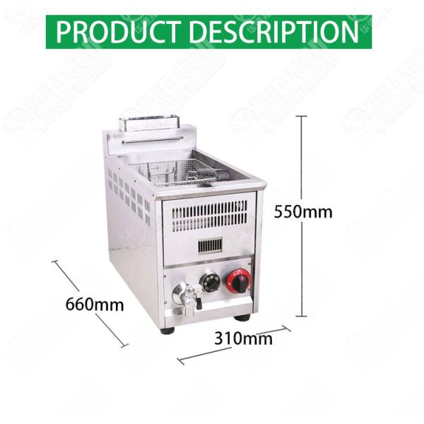 Single Tank Automatic Fryer Machine Table Top Gas Deep Fryer Kitchen Equipment
