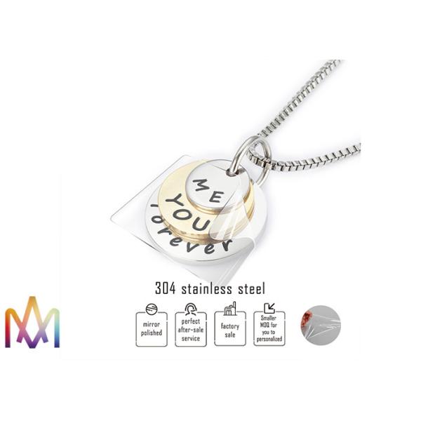 Rustproof SS304 Dangle Charms Mens Engraved Necklace