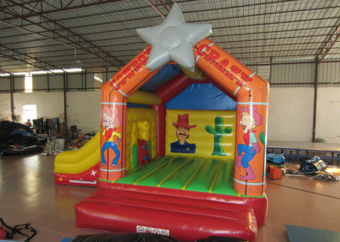 Simple inflatable star themed combo Wild west cowboy inflatable bounce with slide for party