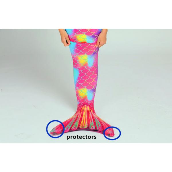 Pink Yellow Swimmable Mermaid Tails With Monofin , Custom Made Mermaid Tails