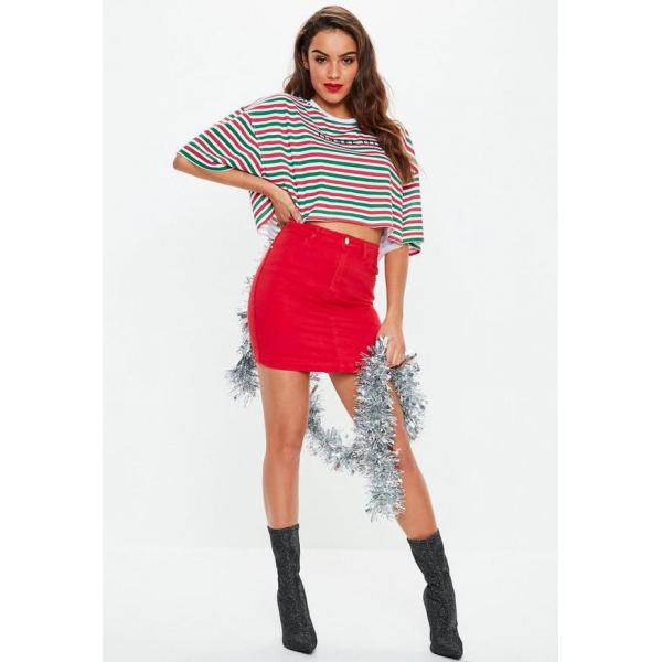 Green Trendy Women Clothing Stripe Cropped T Shirt