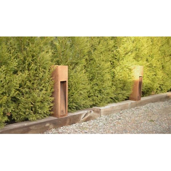 Outdoor Urban Led Solar Bollard Lights Box Corten Steel Garden Lighting