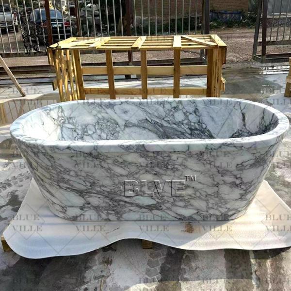 White Arabescato Marble Bathtub Natural Stone Bathtubs Bathroom Tub Freestanding