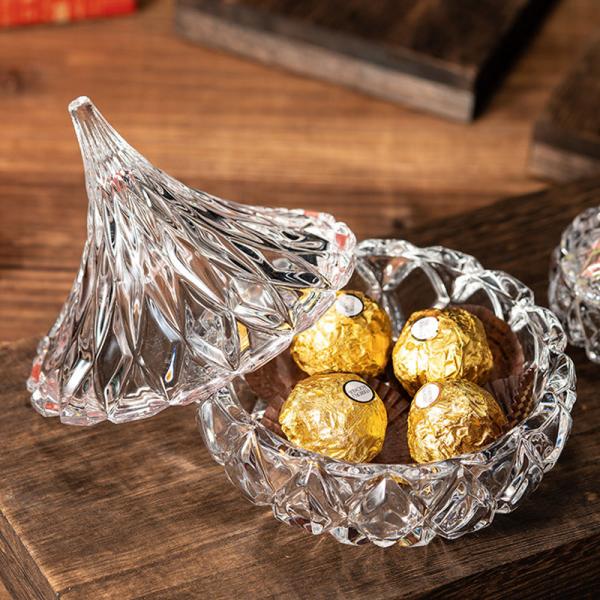 LFGB ODM Water Drop Crystal Glass Storage Jars 12cm Diameter