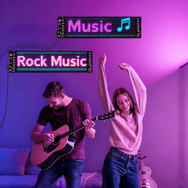 Scrolling Huge Bright Advertising LED Signs, 13.7''x3.93'' Flexible Custom USB 5V Bluetooth APP Control Text Pattern Animation Programmble LED Sign