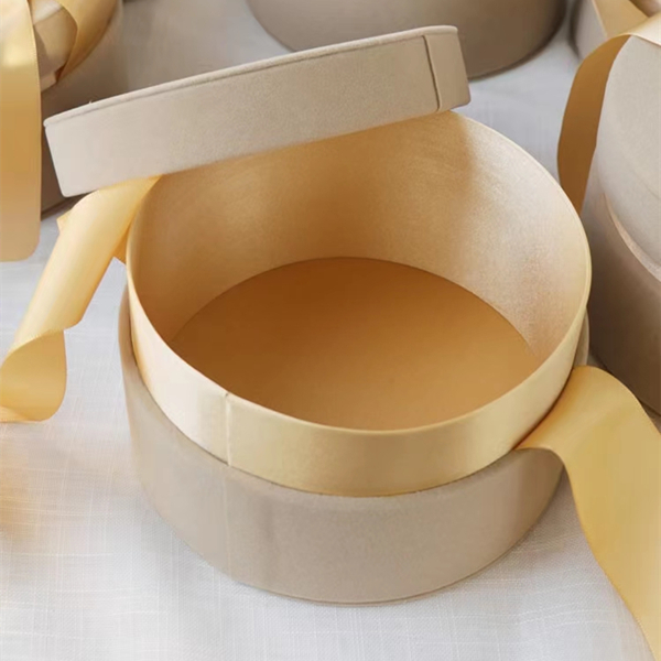 Gold Foil Logo Round Velvet Rose Flower Hat Box Small Mothers Day Gift Box with Ribbon