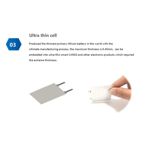 Non-Rechargeable CP502540 Thin Film Li-Ion Battery 3V 1200mAh CF502540 Thin Film Primary Lithium Battery