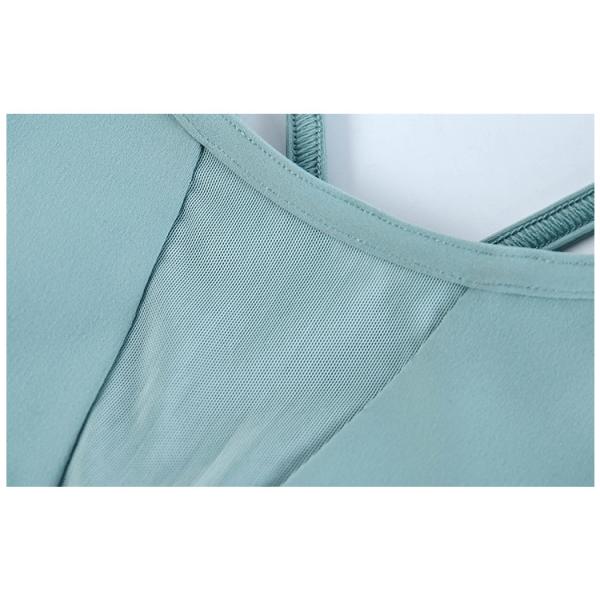 Mesh Stitching Womens Sports Bra Pull Round High Neck Gathered Shockproof