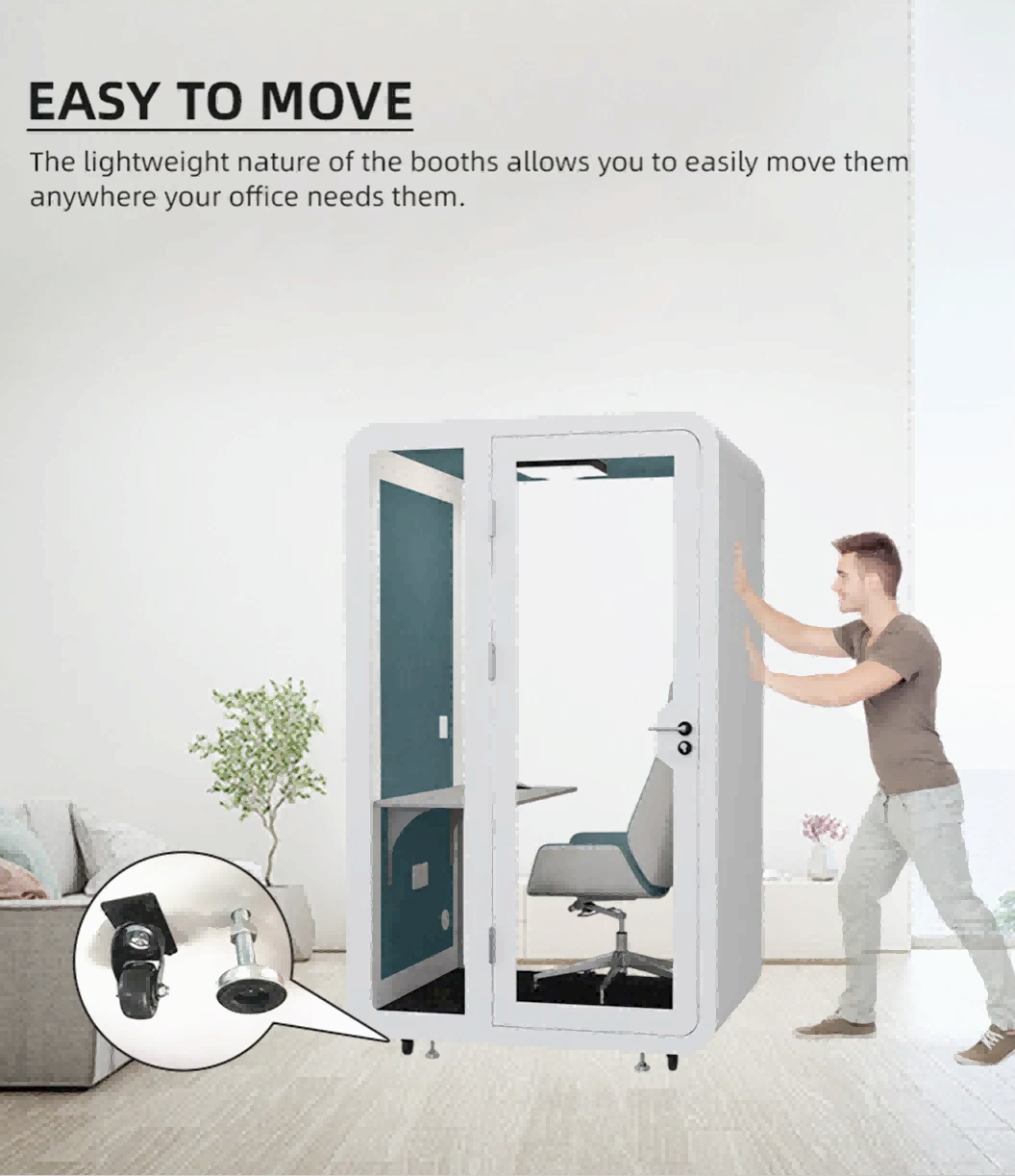 Easy Assemble Office Phone Booth Customizable Soundproof Office Booth 105*100*230cm For Secure Talks