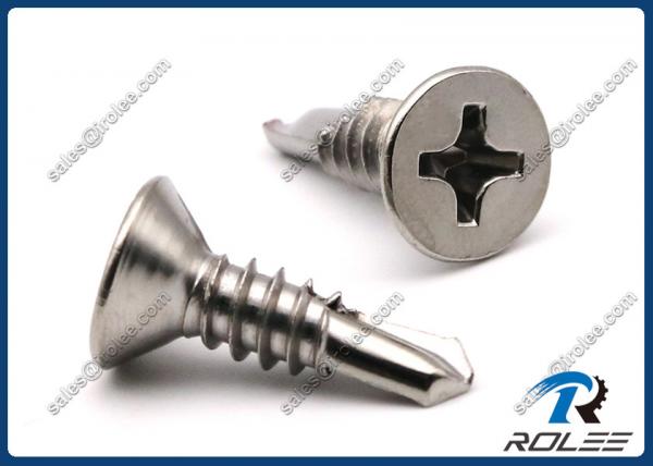 Buy 410 Stainless Steel Philips Flat Head Self Drilling Sheet Metal Screws, Passivated at wholesale prices