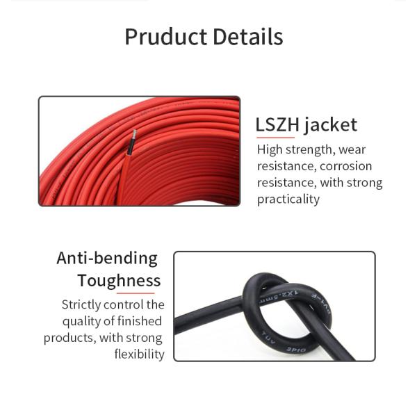 4mm PV Cable XLPE Jacket Low Voltage PV1F Solar Battery Cable