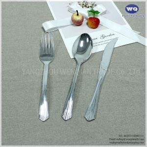 7 Inch Silver Plastic Silverware-Premium Heavyweight Disposable Utensils-Heavy