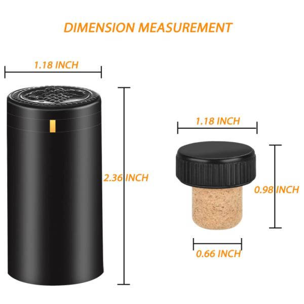 Matte Black PVC Heat Shrink Capsules For Wine Bottle Cork Clear Bottle Stopper