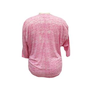 1/2 Length Batwing Sleeves Ladies Casual T Shirt Half Zipper V Neck Snow Mélange