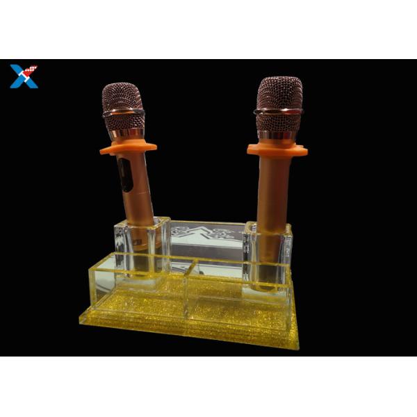 KTV Crystal Acrylic Microphone Stand , Smooth Surface Clear Plastic Display Box