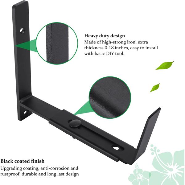 Wall Mount Flower Box Holder with Hanging Plant Bracket Black or White Material