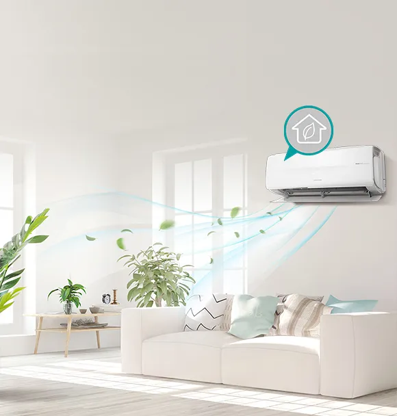 Hisense air conditioner LED display showing air quality