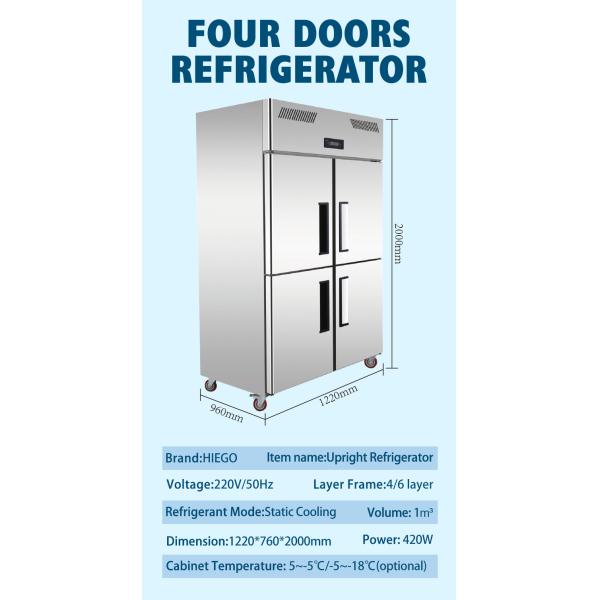 Commercial Double Door Upright Freezer R134a Vertical Display Chiller