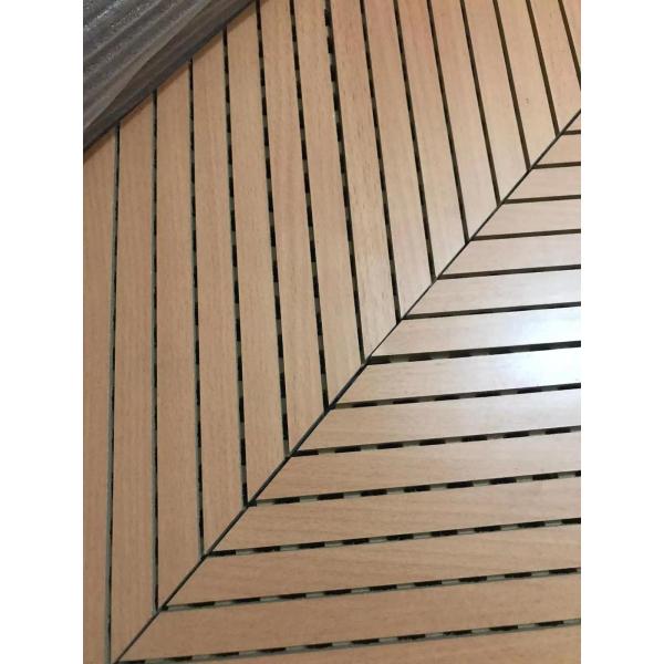 Home Theater Linear Timber Grooved Acoustic Panels Sound Absorption Building Material