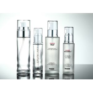 1 Oz Transparent Facial Serum Oil Empty Glass Lotion Bottle With Silver Pump