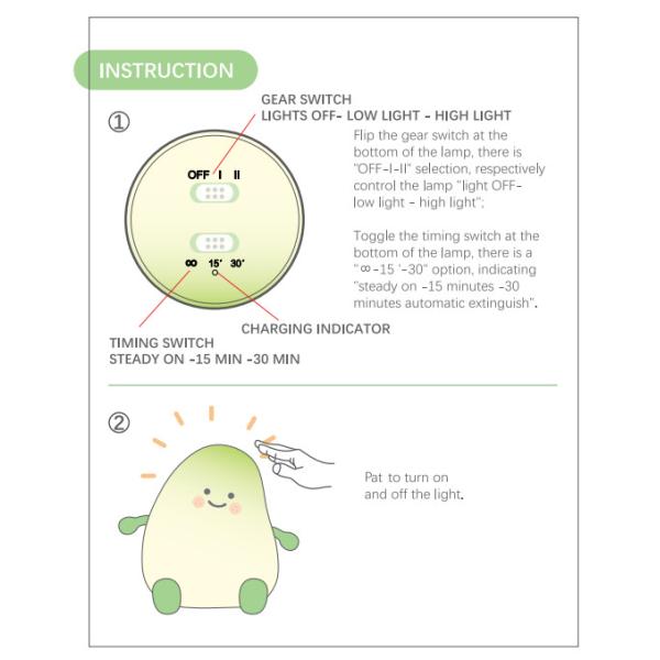 Mango Fruit Night Light USB Rechargeable Dimming Touch Silicone Table Lamp LED Bedside Decoration Gift Kids Bedroom Lamp