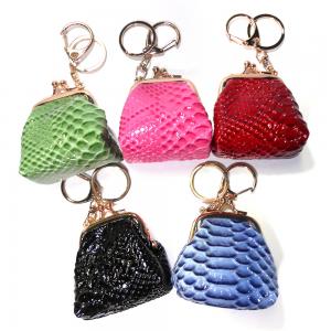 Quality Printing Logo Handmade Leather Mini Coin Purse Keyring Gold Plating for sale