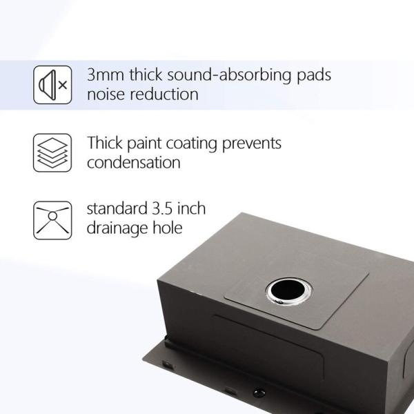 SUS304 Black Undermount Stainless Steel Kitchen Sink OEM