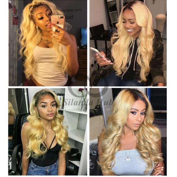 #T1B/613 Bleached Blonde Body Wave Remy Human Hair Bundles Sew In Weave Bundles Brazilian Bundle Deals